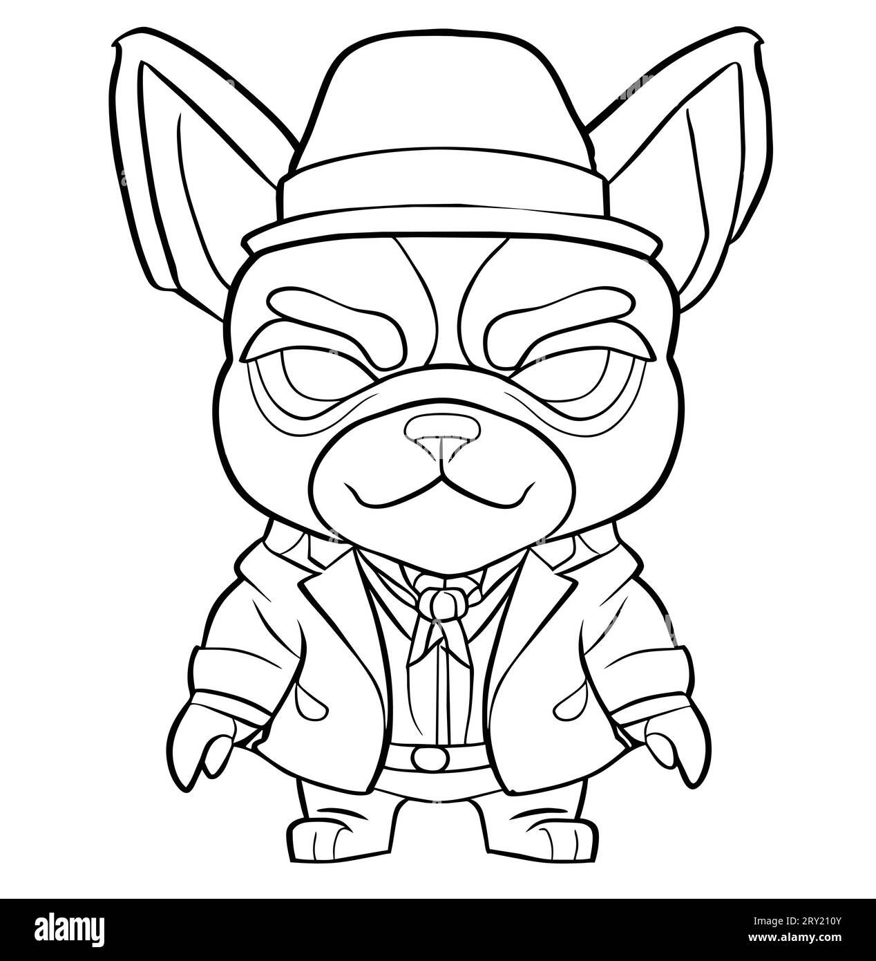 Dog gangster coloring page illustration hi