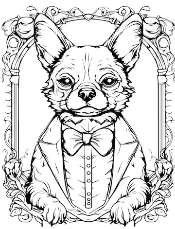 Premium vector d outline dog wearing suit