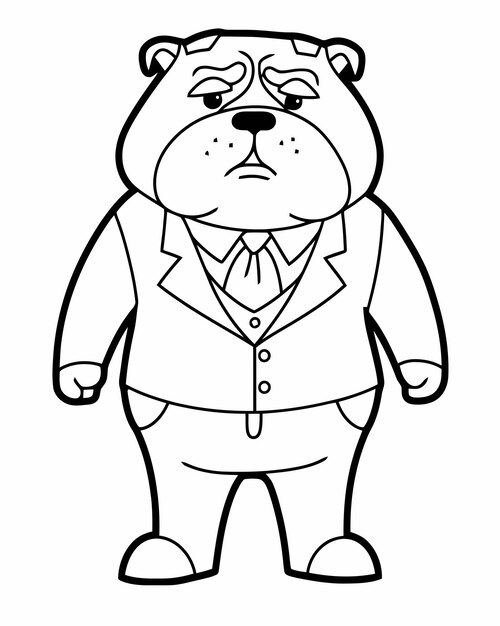 Premium vector black and white cartoon dog in a suit and pants