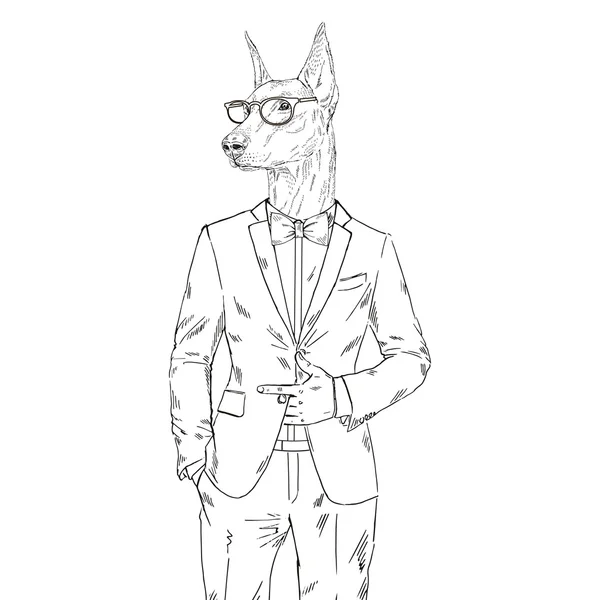 Rottweiler dressed up in tuxedo stock vector by olgaangelloz