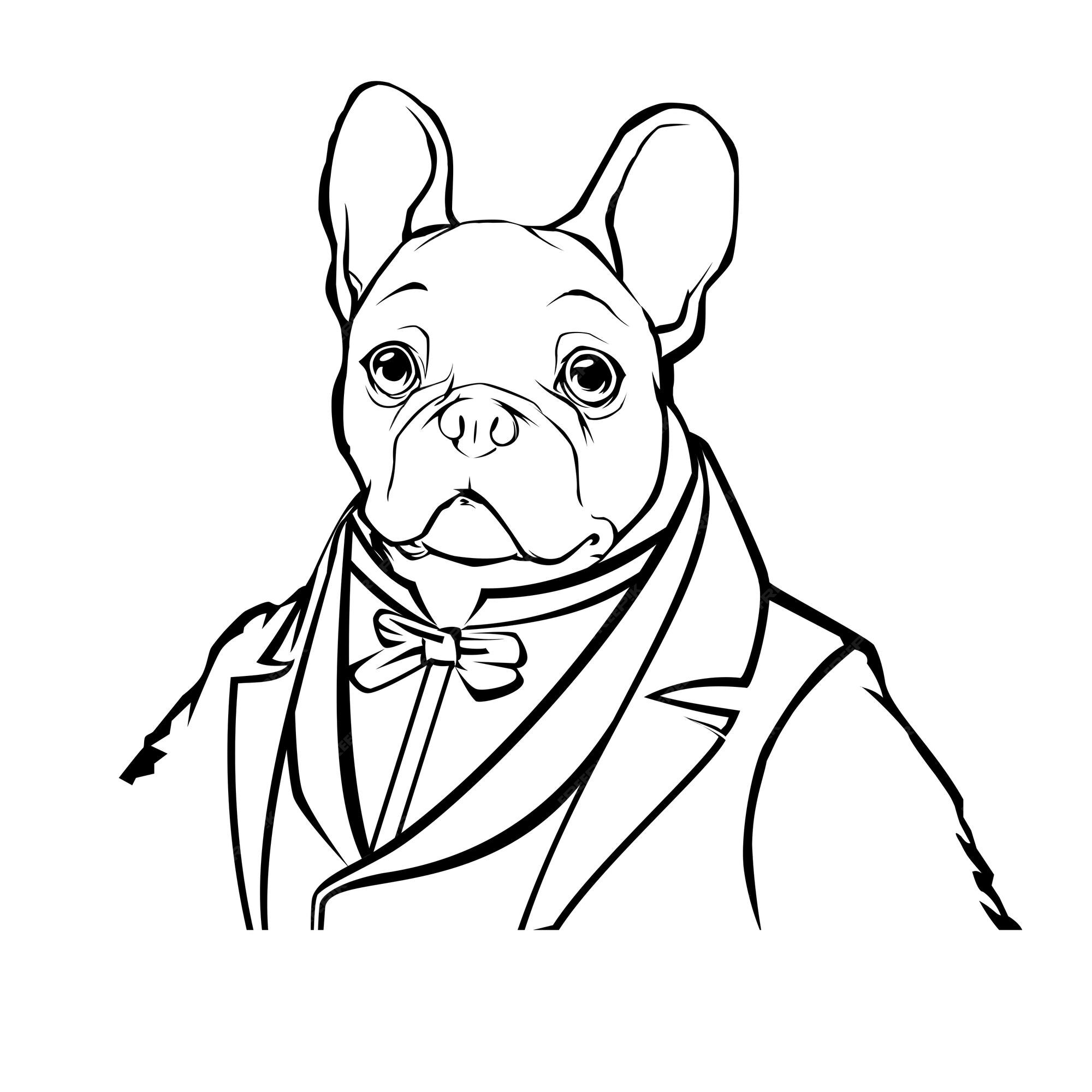 Premium vector whiteboard drawing dog in full suit
