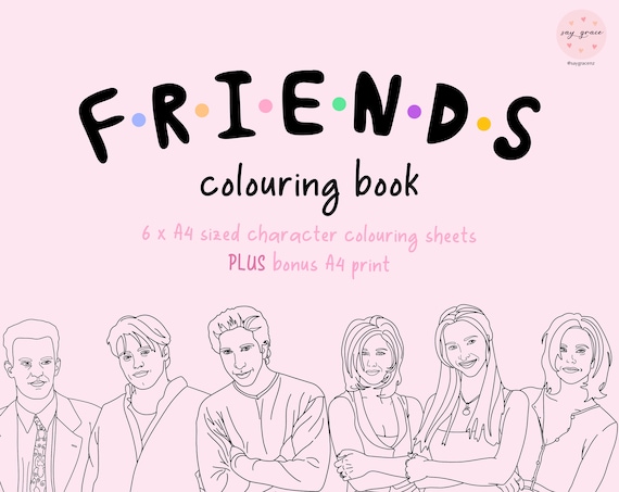 Friends tv show colouring book digital instant download pdf s television show coloring sheet pages