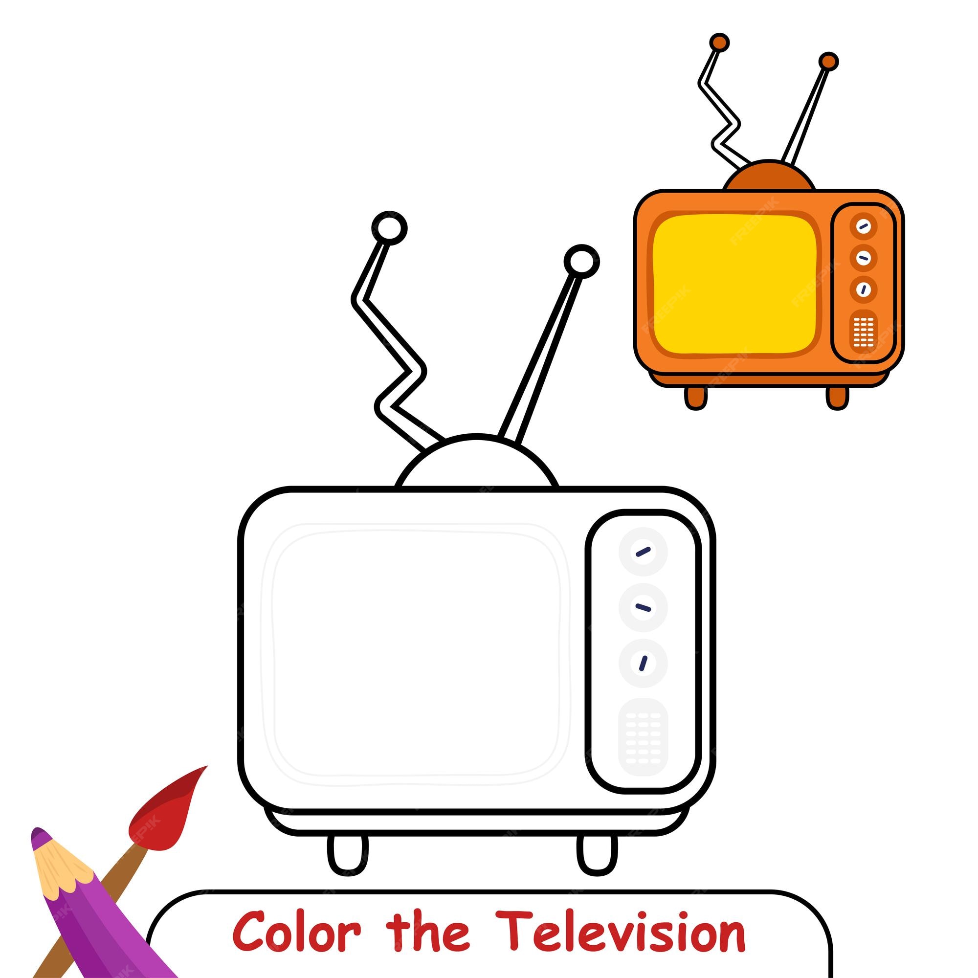 Premium vector vector coloring page for kids television vector graphics