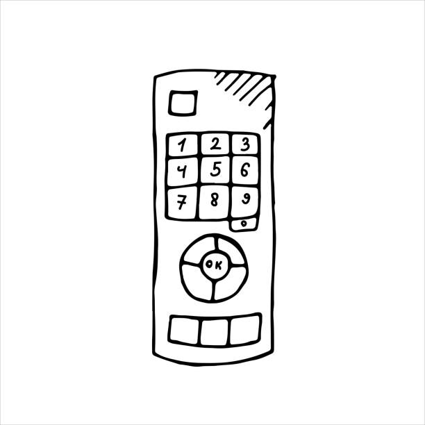 Vector isolated doodle element tv remote control coloring book stock illustration