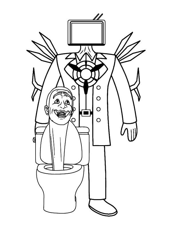 Skibidi toilet and titan tv man fãrbung seite