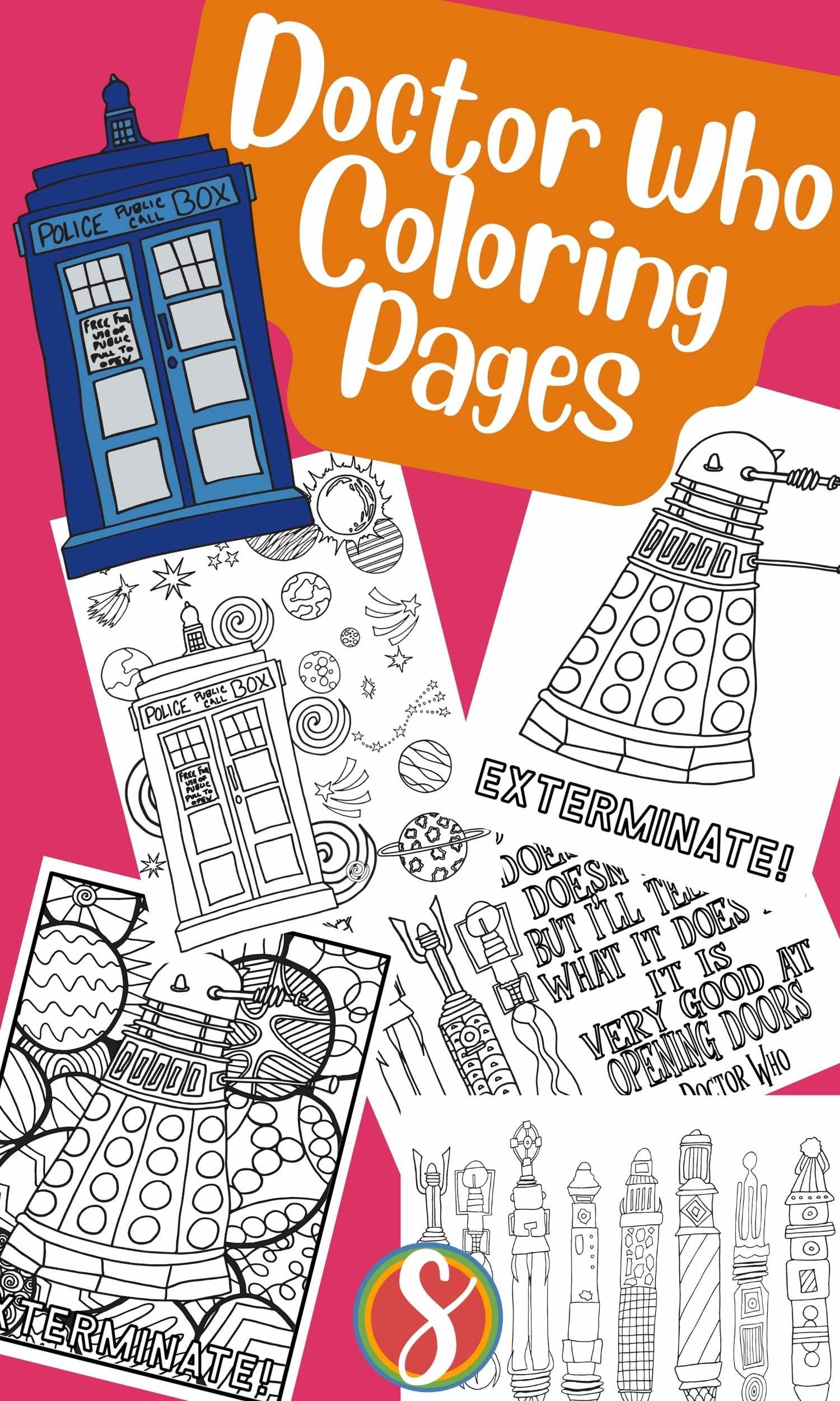 Free doctor who coloring pages â stevie doodles