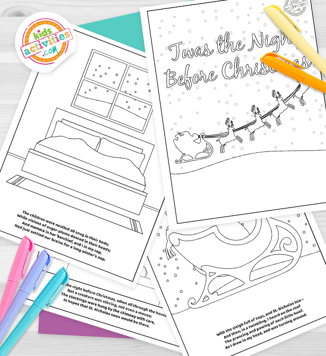 Free christmas coloring book twas the night before christmas kids activities blog