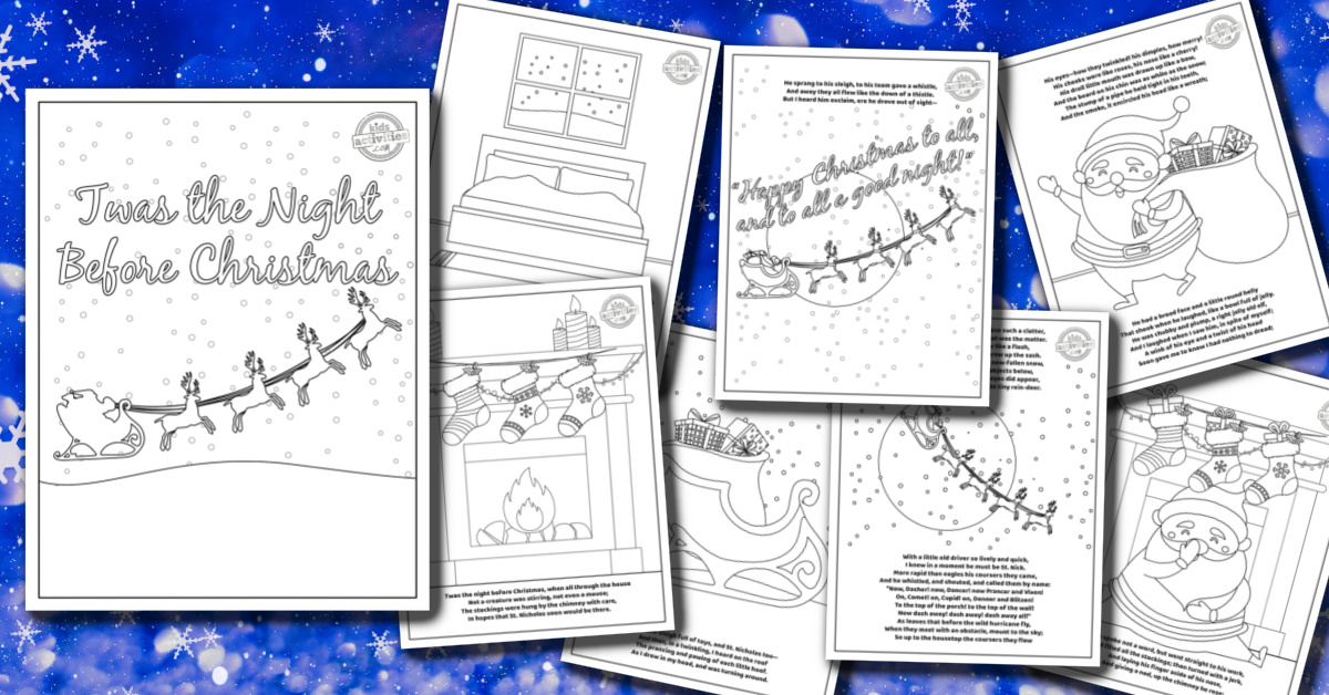 Free christmas coloring book twas the night before christmas kids activities blog