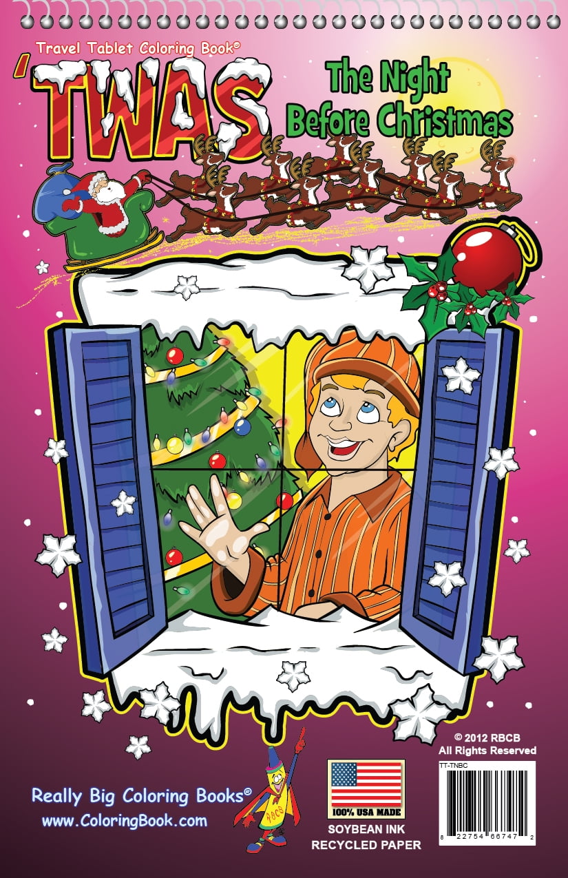 Twas the night before christmas travel tablet coloring book x