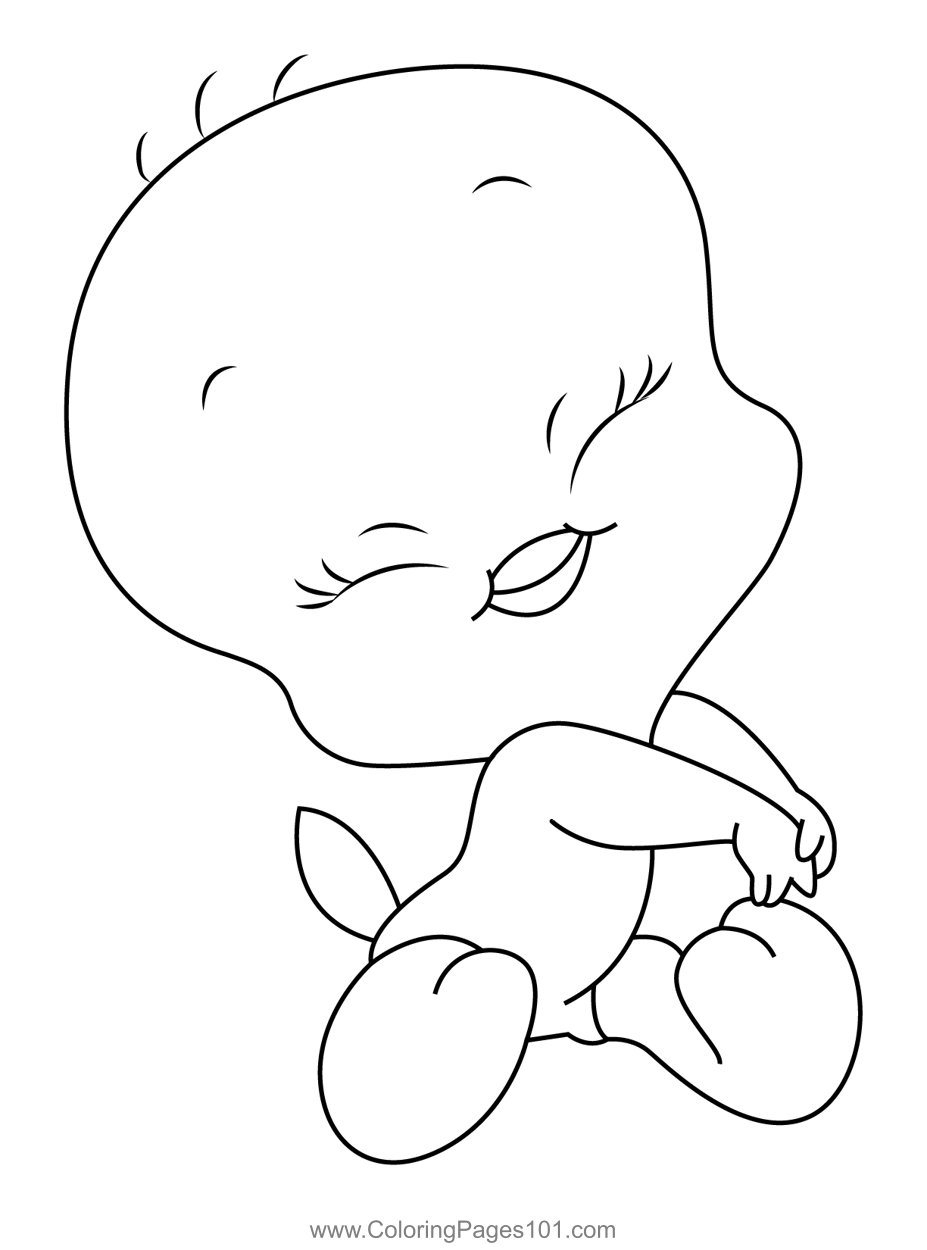 Tweety bird shy coloring page for kids