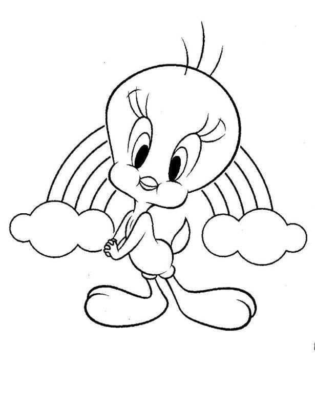 Smiling tweety coloring page