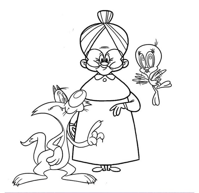 Sylvester and tweety colouring page rlooneytunes