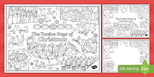 The twelve days of christmas doodle louring pages
