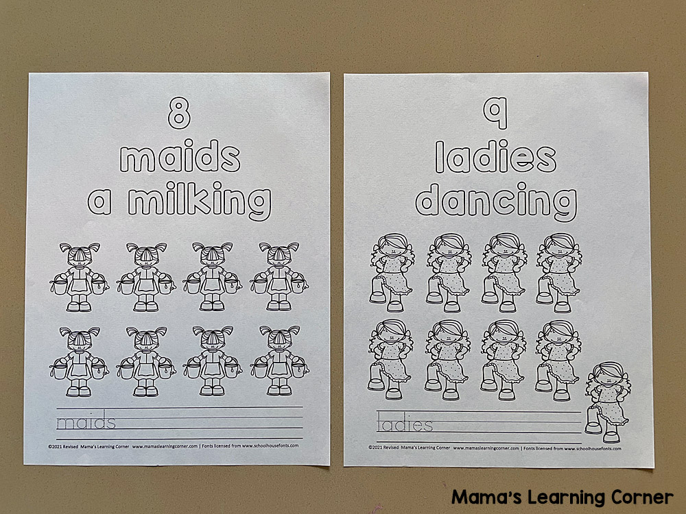 Days of christmas coloring pages