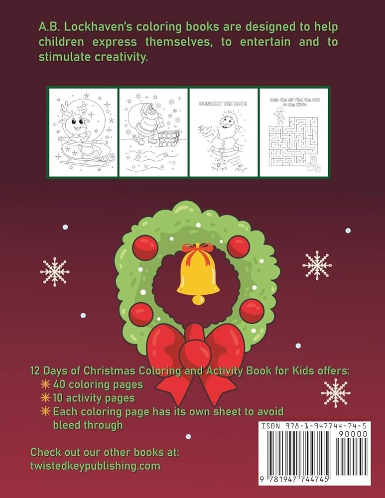 Days of christmas coloring and activity book for kids lockhaven a b lockhaven thomas gohar aisha books
