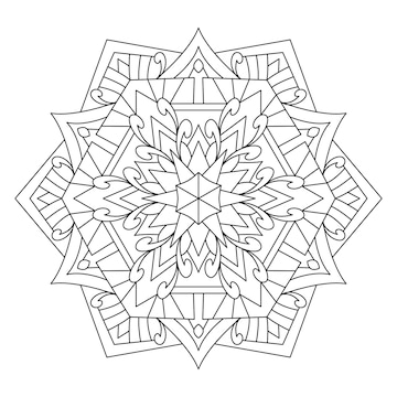 Premium vector coloring book for adults with six pointed star mandala