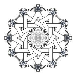 Twelve point star knowledge and wisdom geometric peace symbol