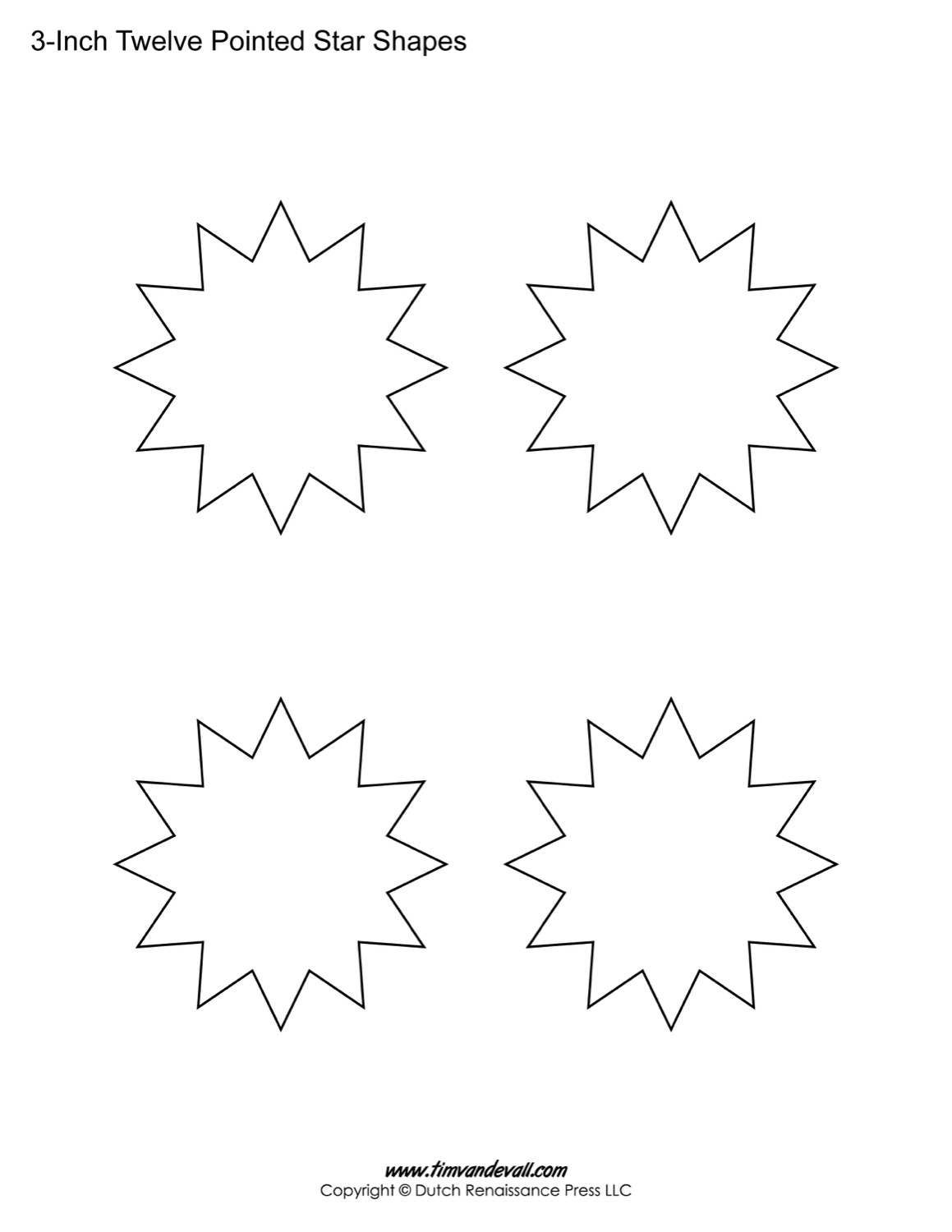 Twelve pointed stars â tims printables