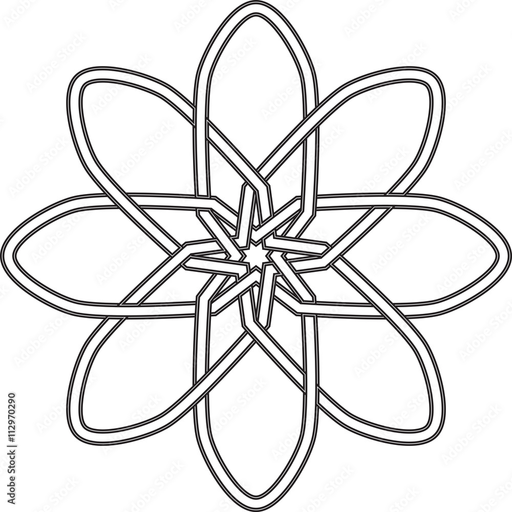 Circular geometric pattern in arabesque style eight pointed azzubid star mandala lotus vector tessellation illustration vector