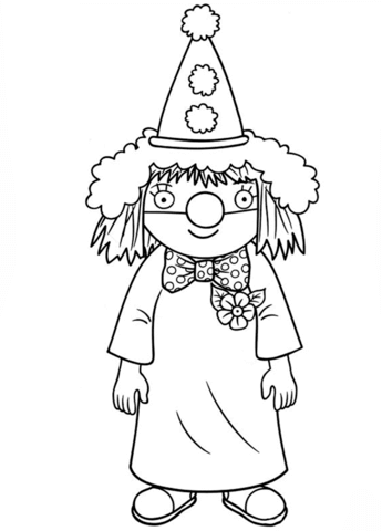Little princess as a clown coloring page free printable coloring pages