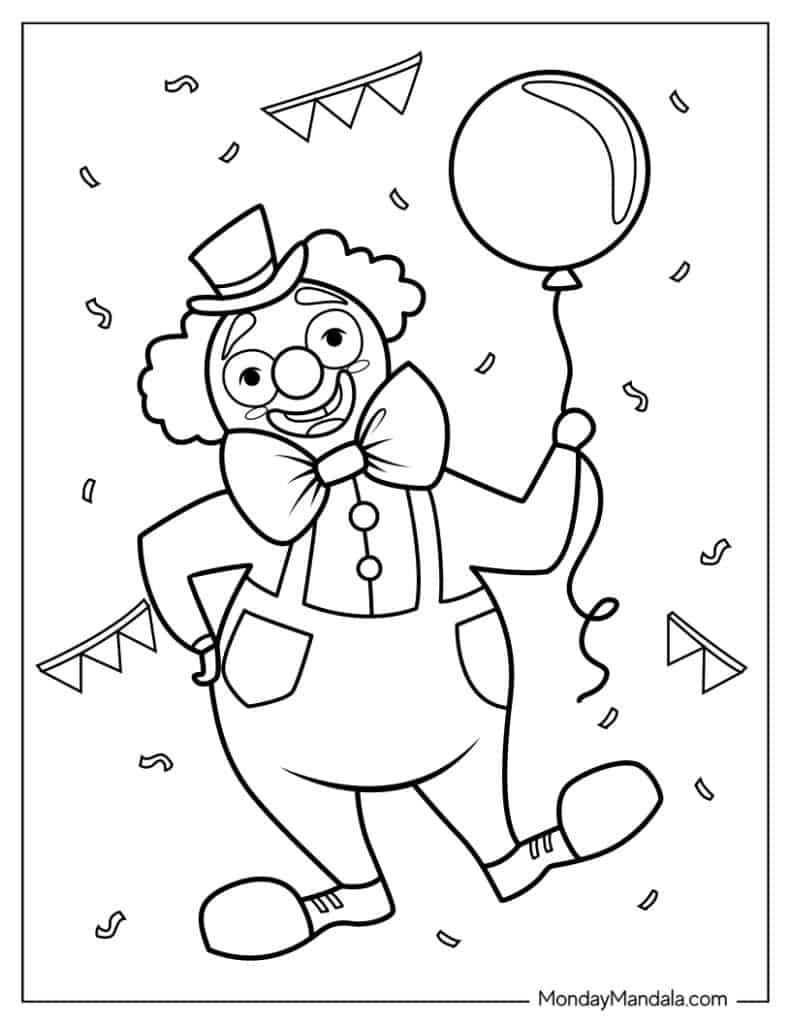 Clown coloring pages free pdf printables