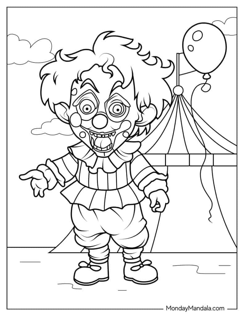 Clown coloring pages free pdf printables