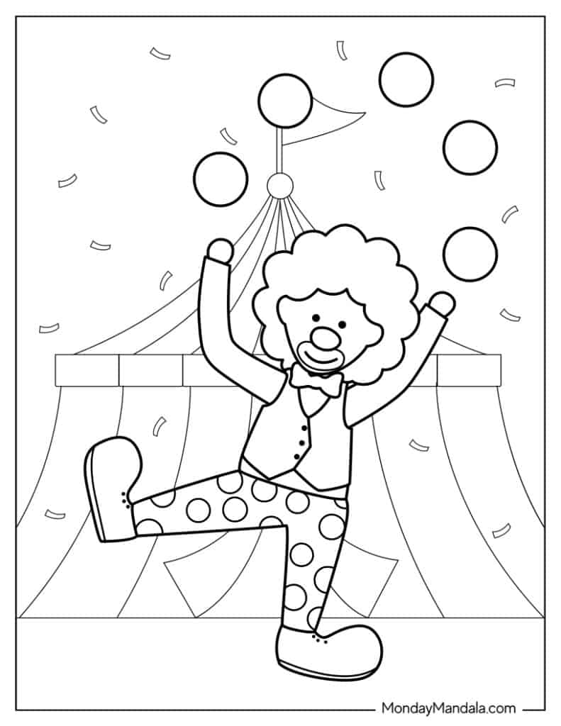 Clown coloring pages free pdf printables