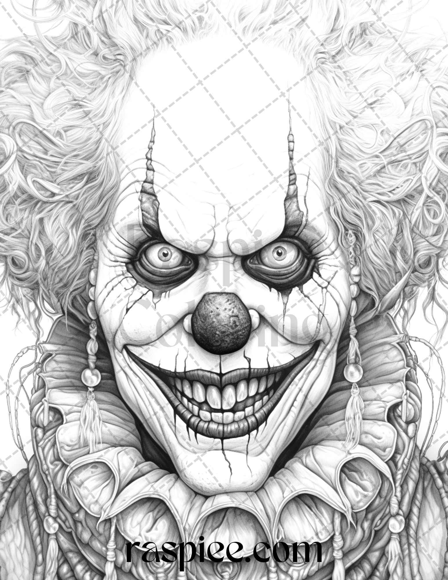 Spooky clowns grayscale coloring pages printable for adults pdf fi grayscale coloring coloring pages grayscale