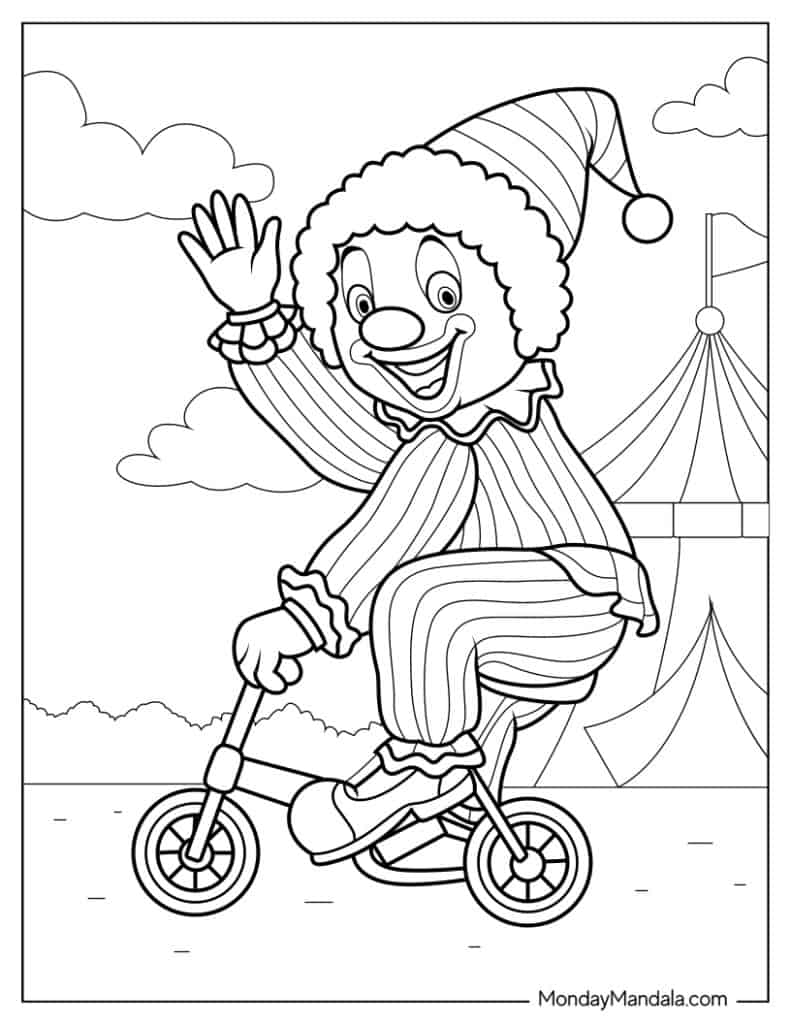 Clown coloring pages free pdf printables