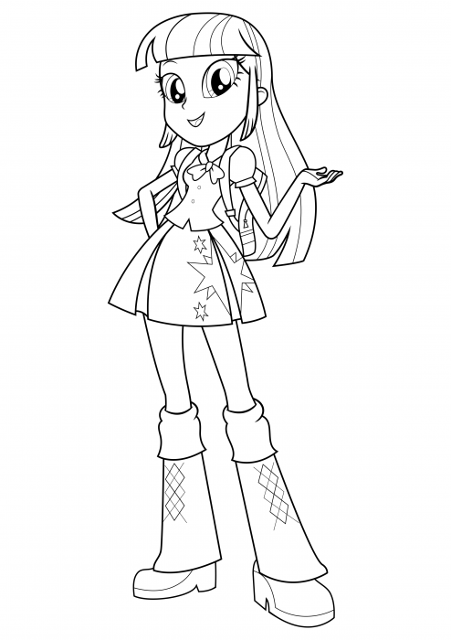 Twilight sparkle backpack coloring pages my little pony equestria girls coloring pages