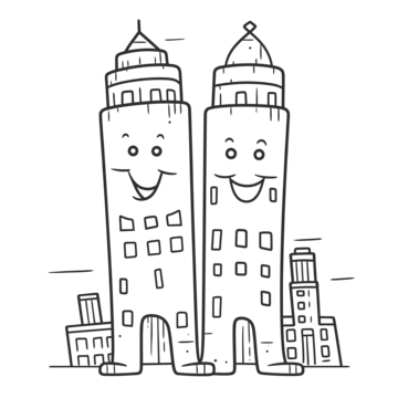 Twin tower coloring book png transparent images free download vector files