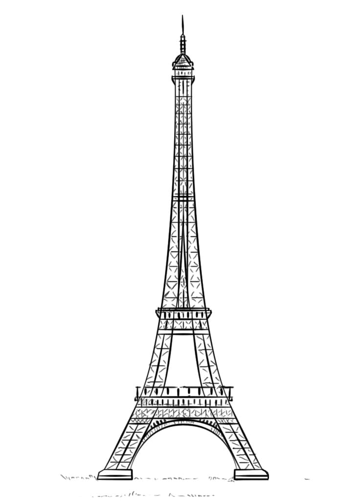 Print the eiffel tower coloring page