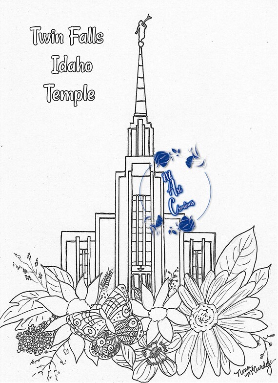 Printable twin falls idaho temple coloring page