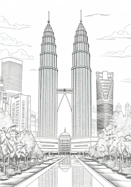 Premium ai image coloring book of the famous building landmark amp statue