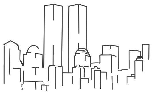 Patriot day in usa twin towers hand drawn world trade center one line drawing towers new york city in line art stock illustration
