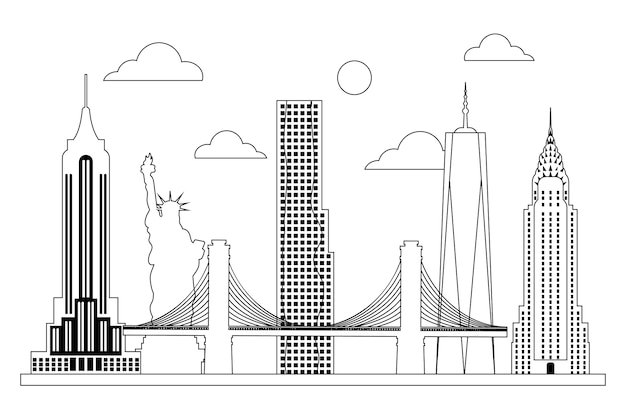 Twin towers drawing vectors illustrations for free download