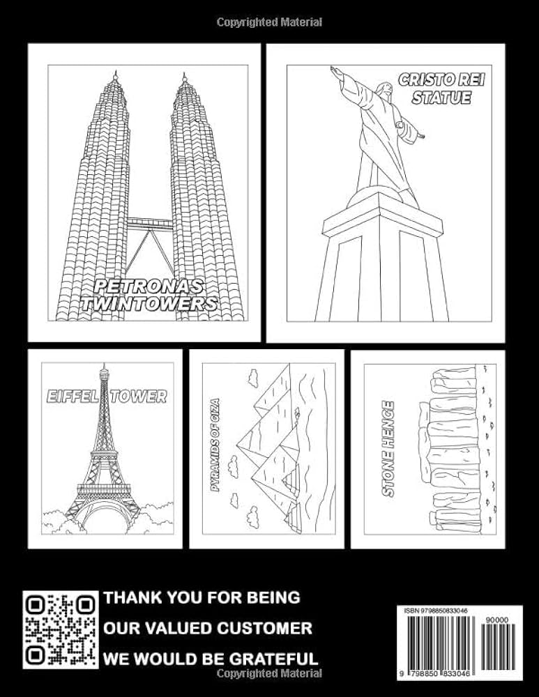 Famous landmarks coloring book wonders of the world coloring pages with creative and amazing illustrations gift idea for kids teens boys and girls anxiety relieving warren ajay books