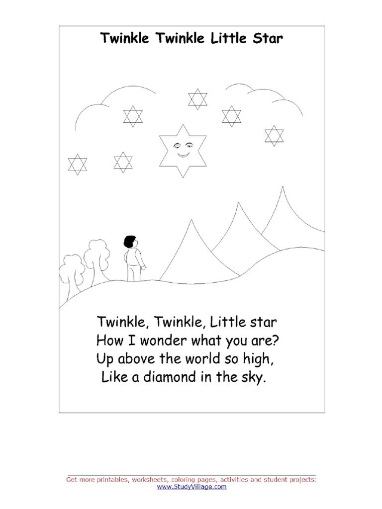 Nursery rhyme coloring pages twinkle twinkle little star