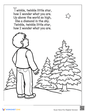 Nursery rhyme coloring twinkle twinkle little star worksheet