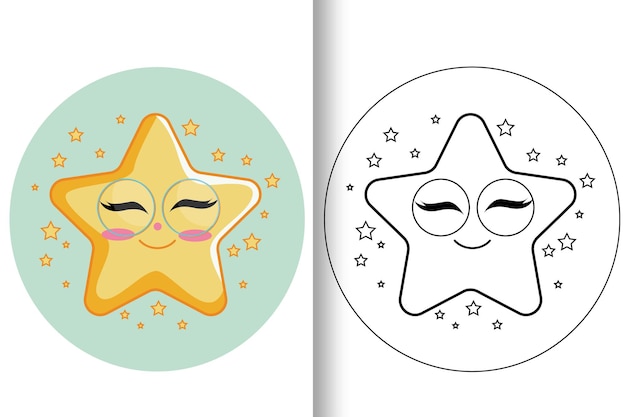 Premium vector twinkle little stars coloring page outline vector cartoon illustration
