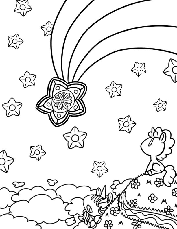 Unicorns on a starry night coloring page by thefiremermaid on