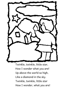 Twinkle twinkle little star coloring pages and printable activities