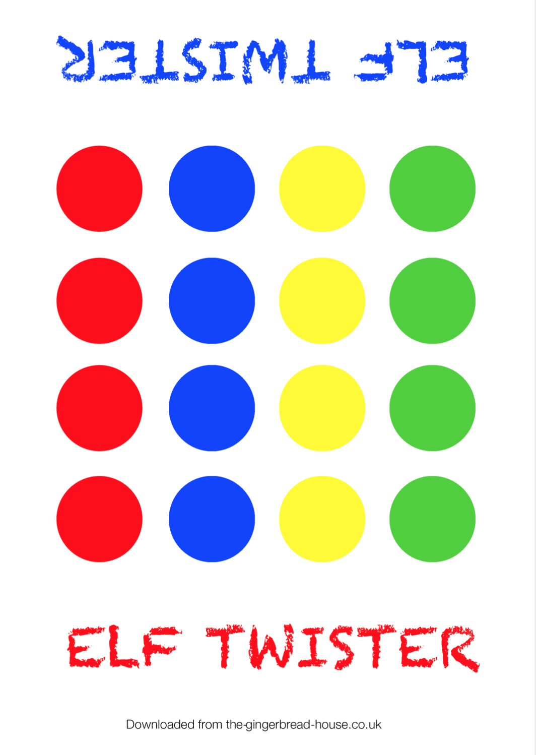Free printable elf on the shelf twister game