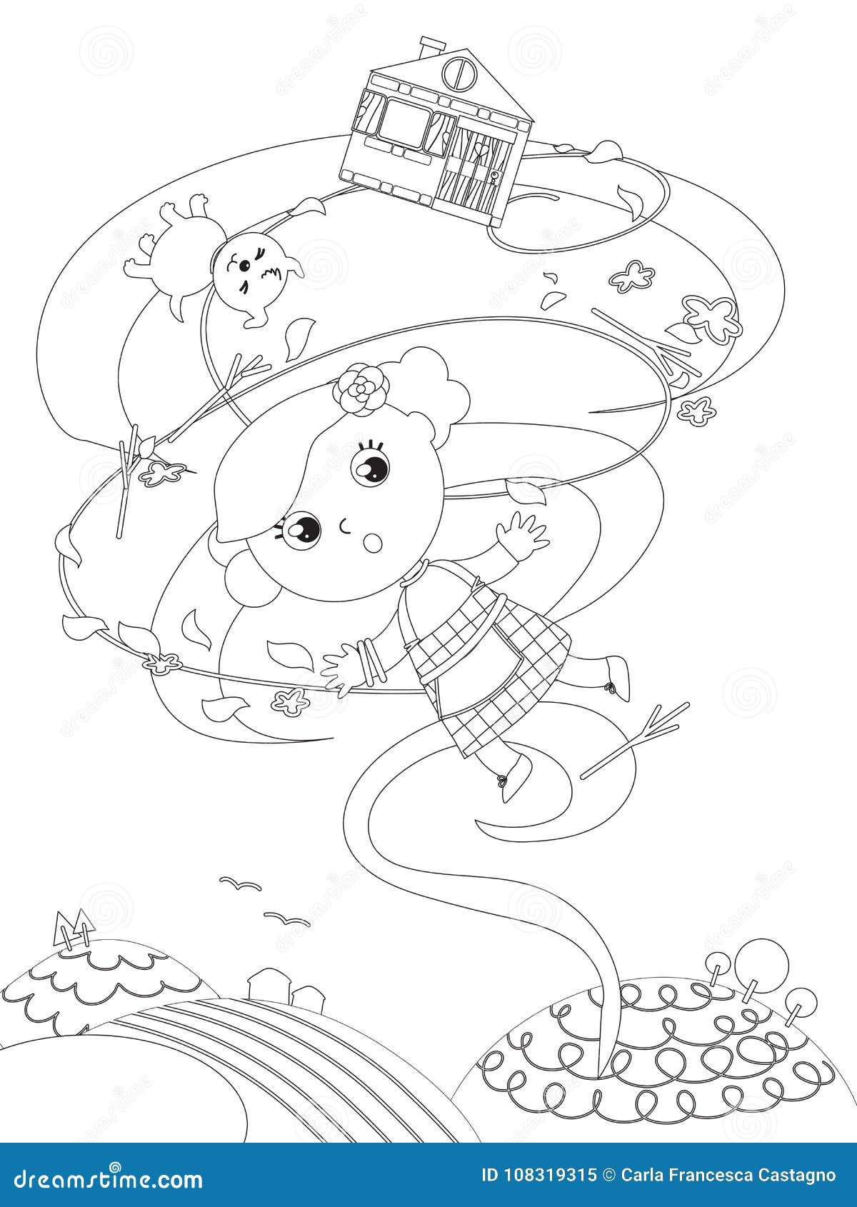 Coloring wonderful wizard of oz the tornado stock vector