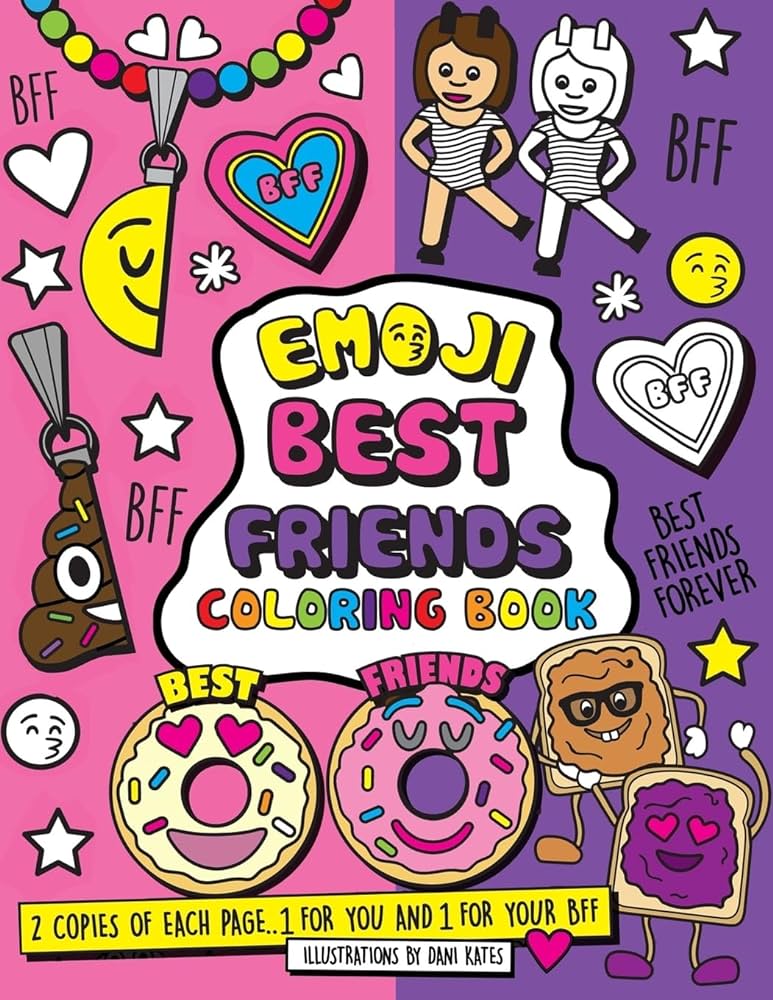 Emoji best friends coloring book a coloring book for two two copies of each page share and color with your bff kates dani kates dani books