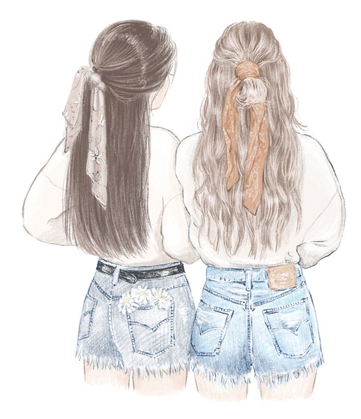 Best friends girls drawing royalty