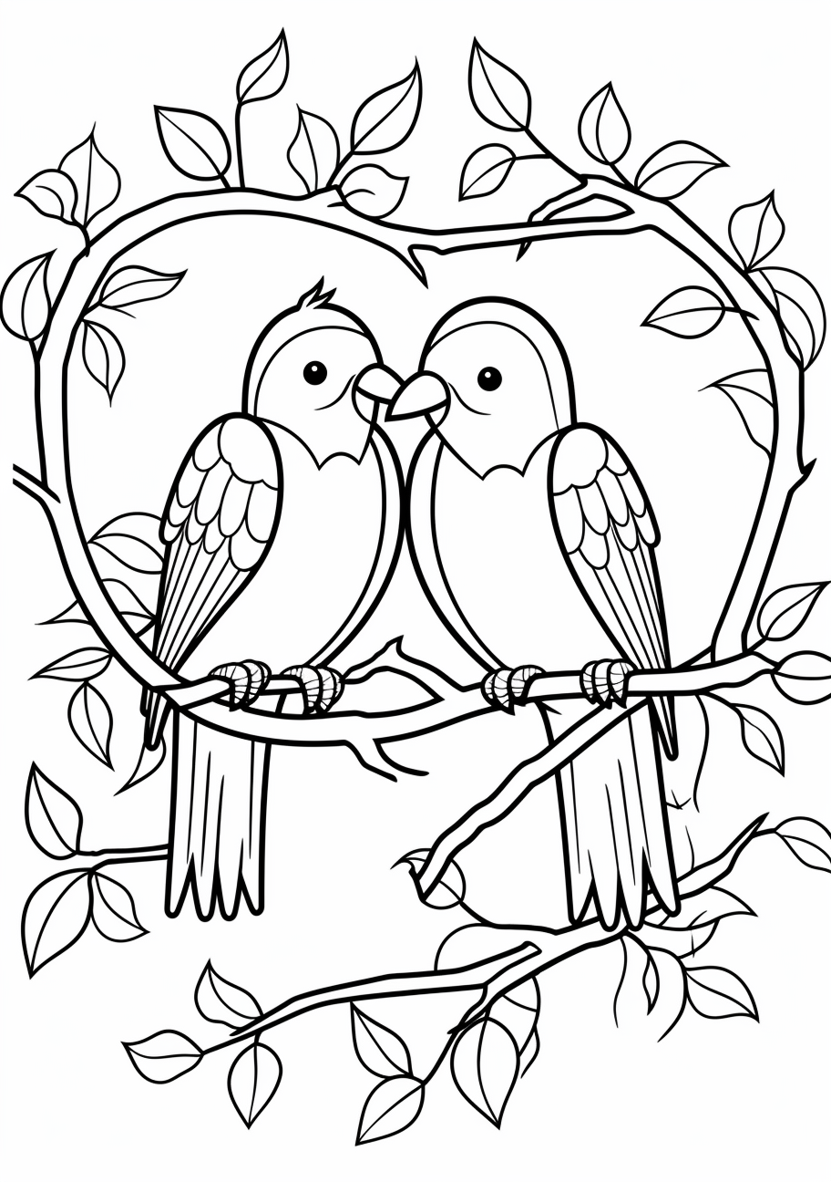 Love birds on a branch