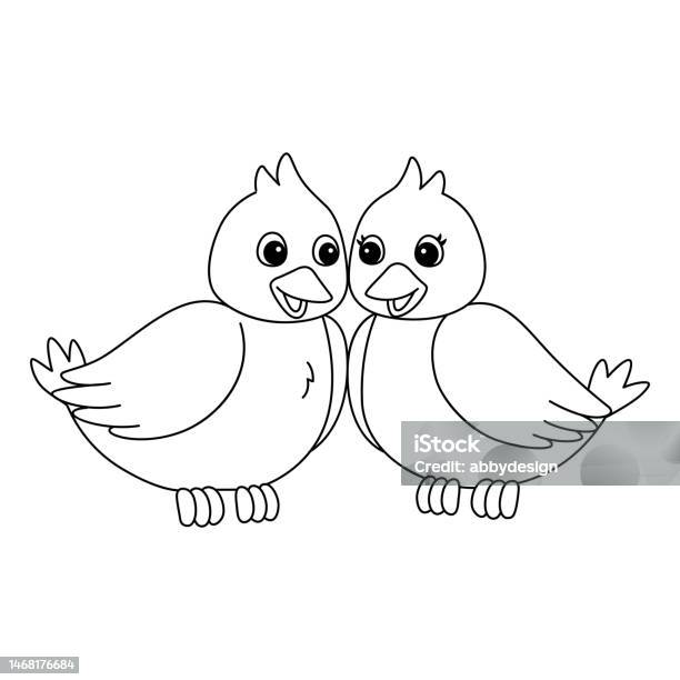 Love birds isolated coloring page for kids stock illustration