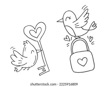 Two birds sketch love heart images stock photos d objects vectors