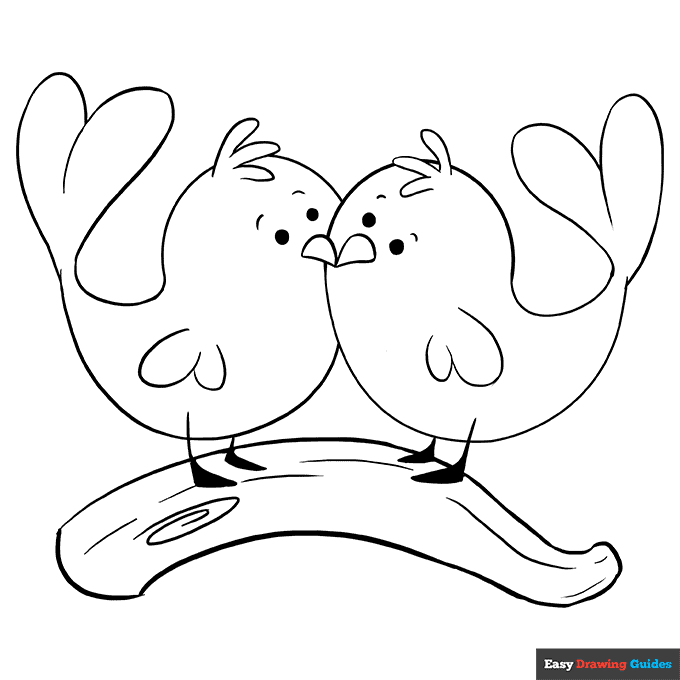 Love birds coloring page easy drawing guides